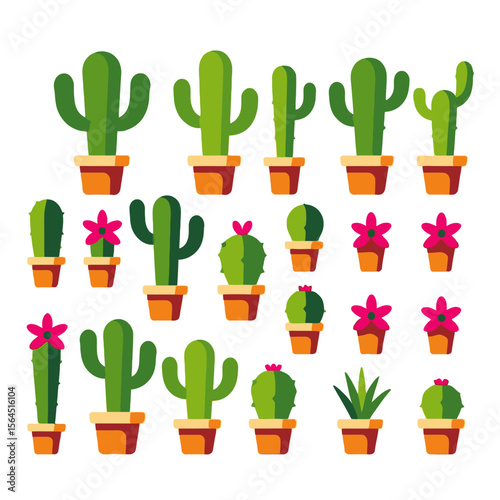 Cactus Collection-Assorted Potted Succulents-Desert Plant Vector Graphics-Indoor Greenery-Houseplant Illustration-Botanical Art-Southwestern Decor-Desert Theme-Plant Lover Gifts