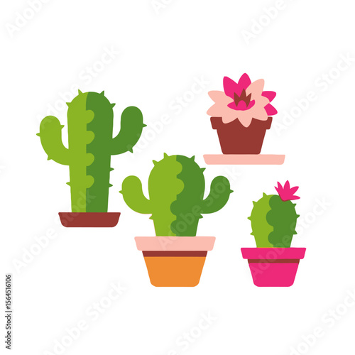 Cactus Collection Vector Illustration - Cute Potted Succulents - Home Decor Clipart - Desert Plant Graphics - Botanical Art Print - Modern Cactus Design - Nature Inspired Art