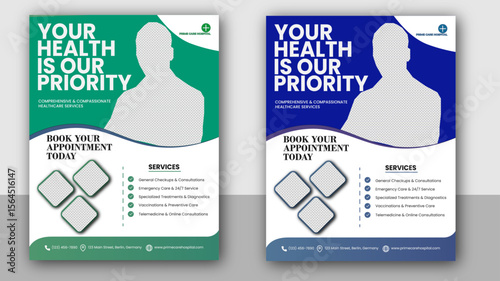 Medical Flyer Design Template set, abstract business flyer, vector template design and best flyers design,Formal Health Care Flyer