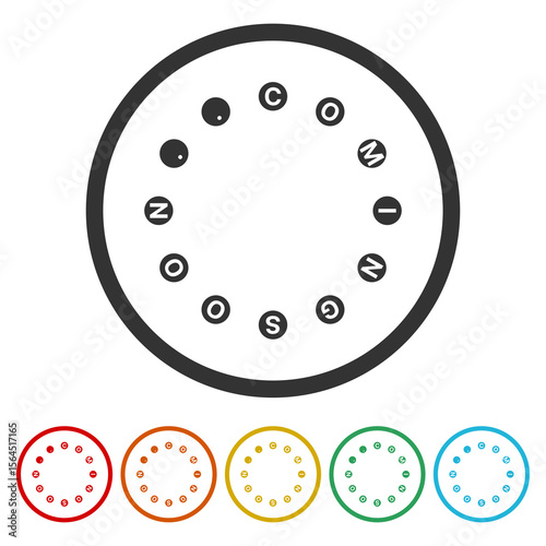 Coming soon icon. Set icons in color circle buttons