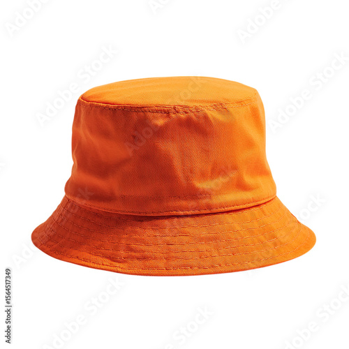 Bright orange bucket hat on transparent background