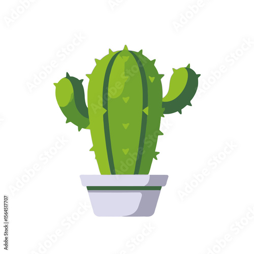 Cute Cactus Illustration-Potted Plant Decor-Green Cactus in White Pot-Desert Plant Art-Home Decor Illustration-Trendy Plant Image-Botanical Clipart