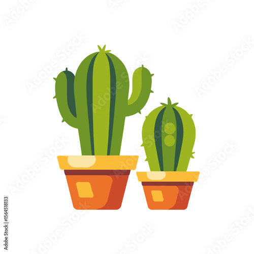 Cute Cactus Plants in Pots-Desert Decor Illustration-Botanical Art for Home Decor-Succulent Illustration-Minimalist Plant Art-Indoor Plant Design