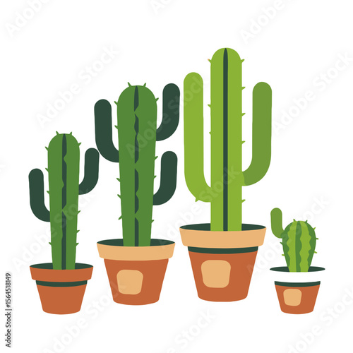 Cute Cactus Plants in Pots-Desert Home Decor-Succulent Illustration-Botanical Art-Green Plants-Indoor Gardening-Nature Inspired Art-Perfect for Modern Homes