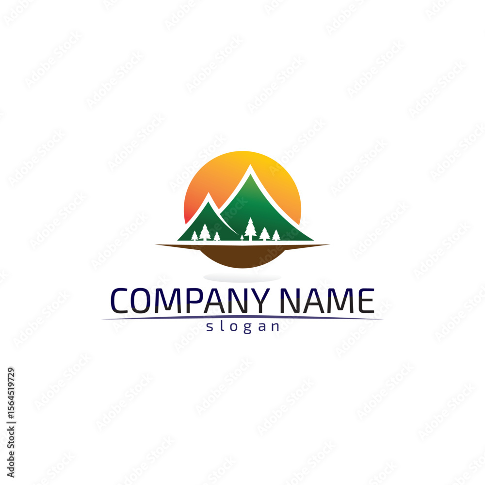Obraz premium Mountain nature landscape logo and symbols icons template vector