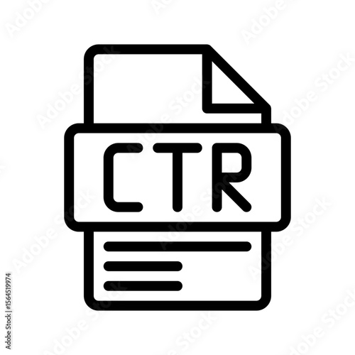CTR Outline Icon. Click Through Rate Metric Click-through rate vector icon for analytics, marketing metrics, and performance data.