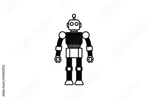 Retro Robot Silhouette Design Illustration