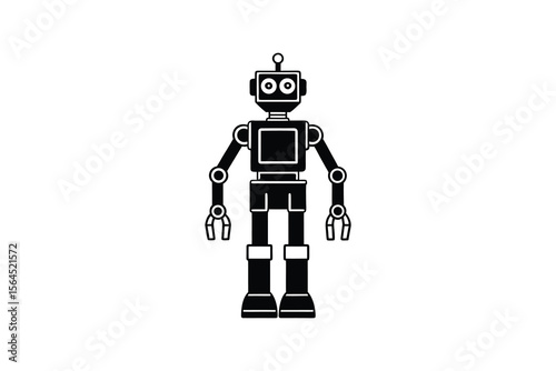 Retro Robot Silhouette Illustration Design