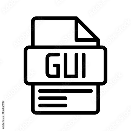 GUI Outline Icon. Graphical User Interface Icon GUI vector icon representing software UI, web design, and app layout.