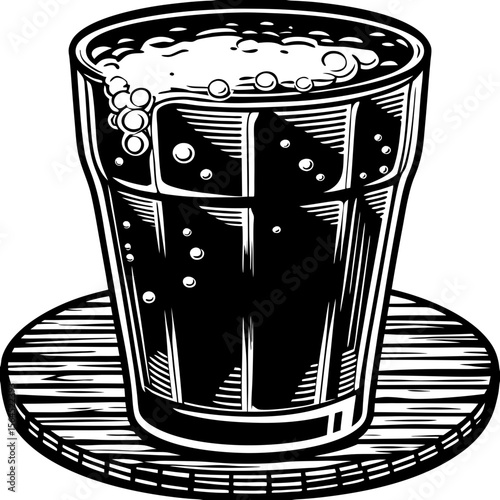 beer glass (linocut style)