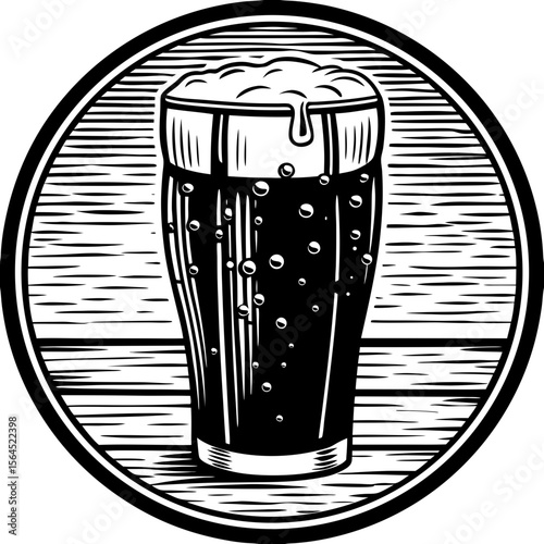 beer glass (linocut style)