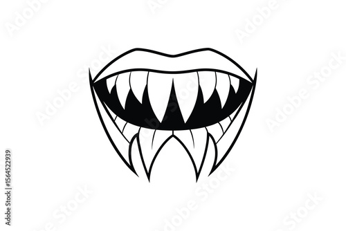 Sharp Fangs Monster Mouth Silhouette Illustration