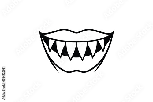 Sharp Teeth Grinning Mouth Silhouette Illustration