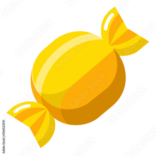 Isometric Yellow Bonbon Icon A Sweet and Simple Design Element for Candy Treats and Food Related Projects in a Modern