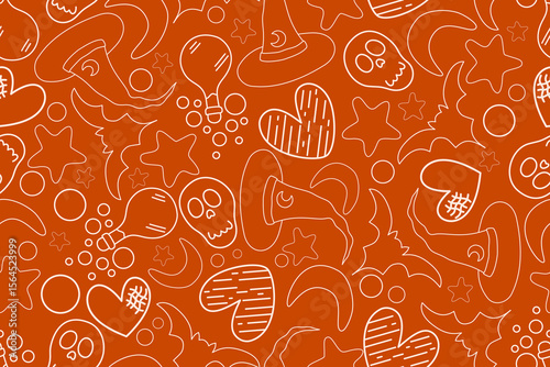 Halloween seamless line pattern monster ghost abstract Halloween background decorative design