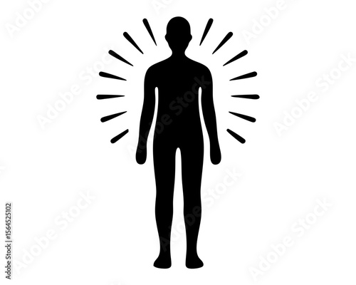 Person radiating energy, concept of aura, well being, and spiritual health