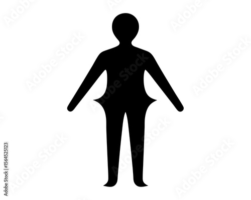 Silhouette of a person with peculiar shaped legs standing upright