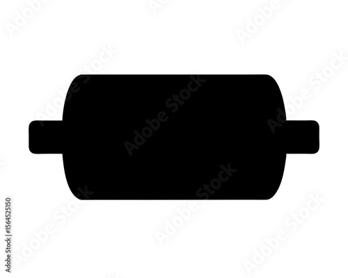 Black silhouette of an automotive exhaust muffler or resonator system component