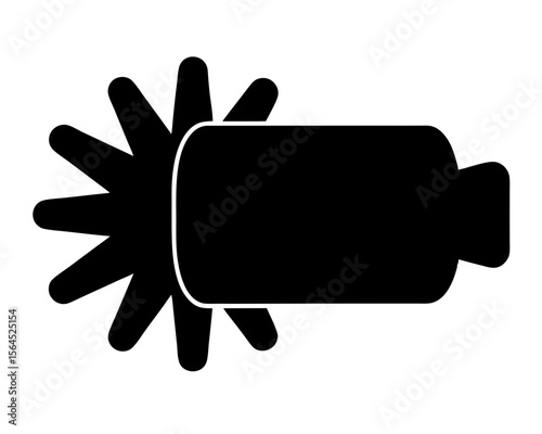 Stylized illustration of a horse riding spur in black and white