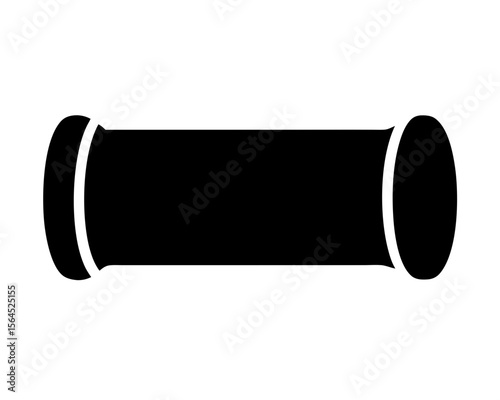 Black and white illustration of a dumbbell for weight training equipment