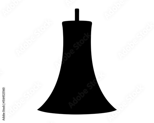 Stylized Black Silhouette of a Tall Industrial Chimney Structure with Flared Base
