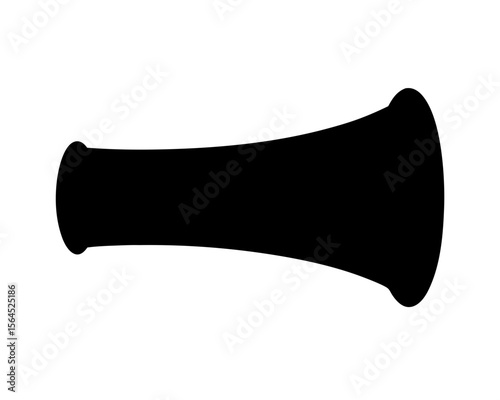 Isolated black silhouette of a clarinet or saxophone mouthpiece on white background
