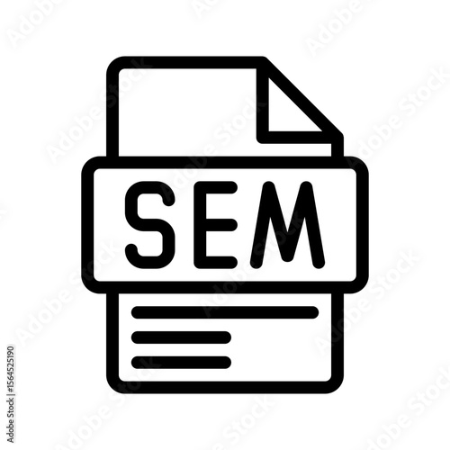 SEM Outline Icon. Search Engine Marketing Minimal line icon for SEM strategy, paid ads, and online search advertising.