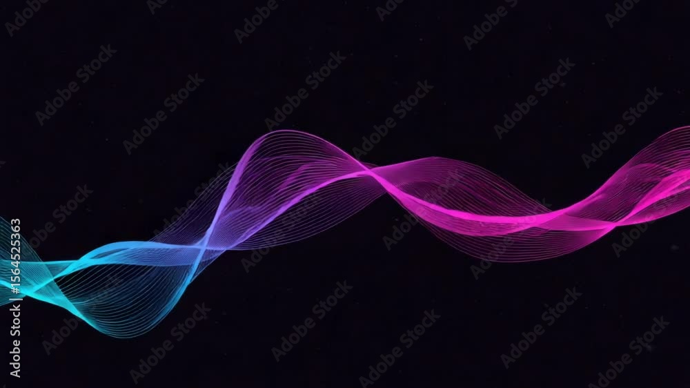 A wave of dots in blue and pink on a dark background forms an abstract and modern design