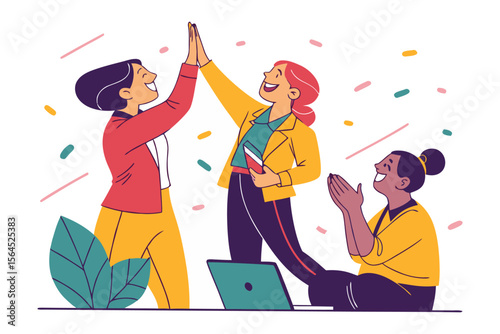 Diverse team members celebrate success with a high five and applause fostering a positive and collaborative work environment