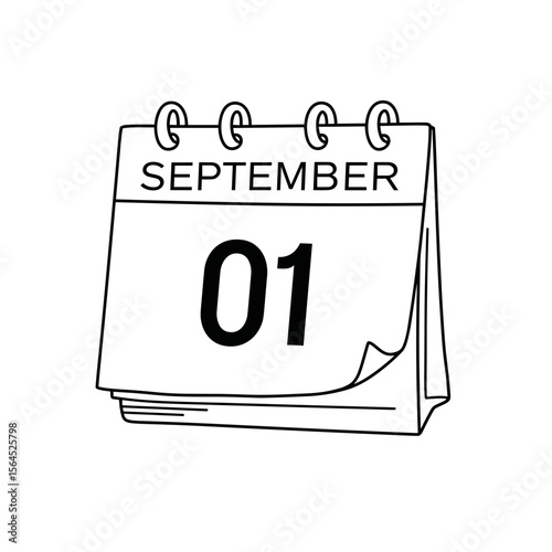 Desk calendar page showing September 1 in simple black design  
