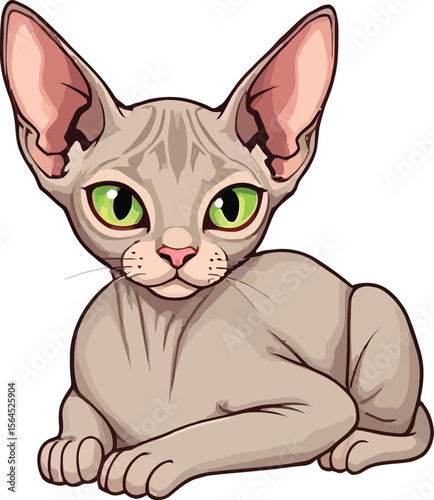 Cute cartoon a illustrator vector Sphynx cat