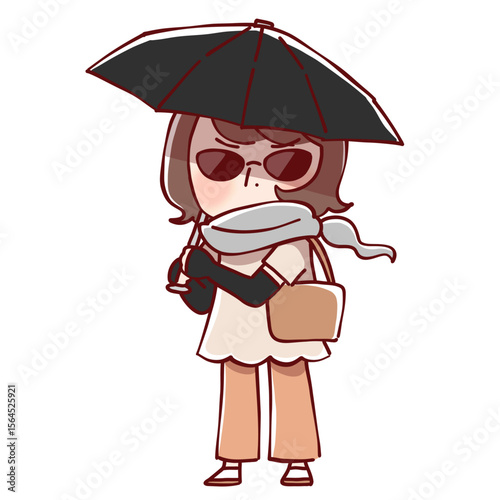 日焼け対策をしている女性