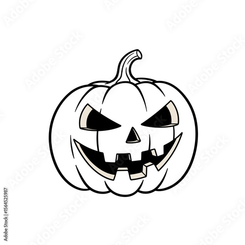Halloween pumpkin with a mischievous grin and carved features  