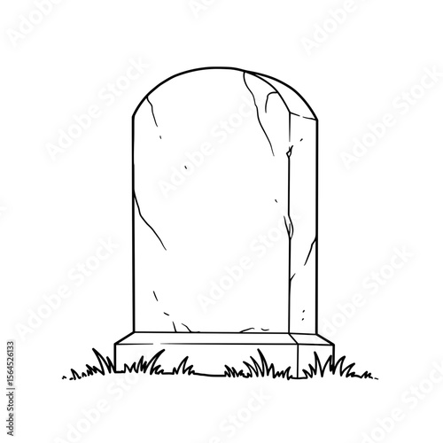 Blank gravestone illustration on grass background  