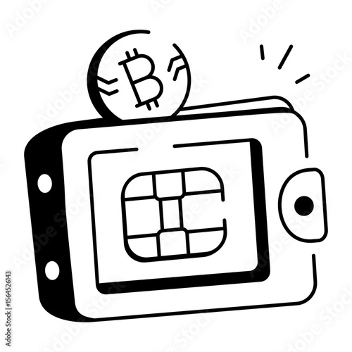 A doodle style icon showing crypto wallet

