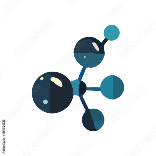 A stylized illustration of a molecular structure, showcasing connected spheres.