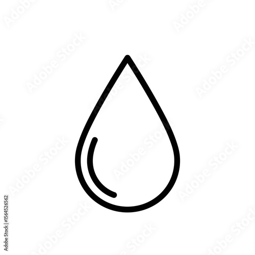 Simple line art of a water droplet on a white background  