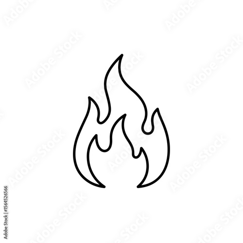 Simple outline of a flame icon on a white background  