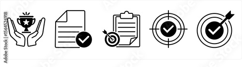  Success icons as victory, task, objectives . vector