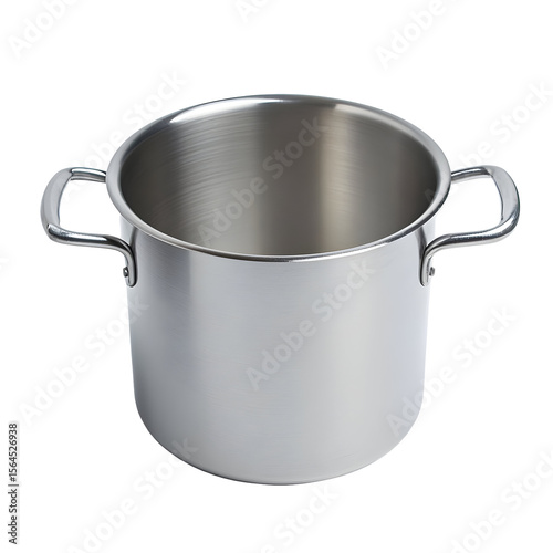 Shiny Stainless Steel Cooking Pot Isolated on Black Background - Kitchenware