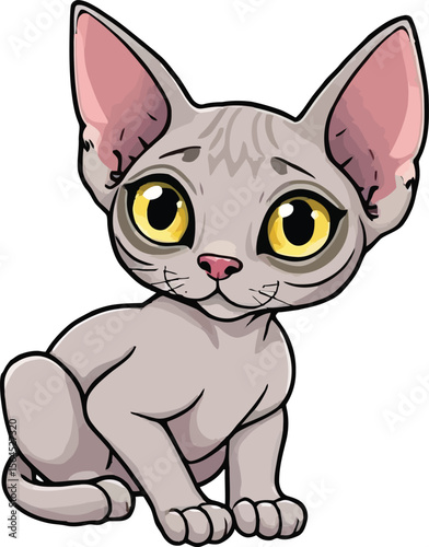 Cute cartoon a illustrator vector Sphynx cat