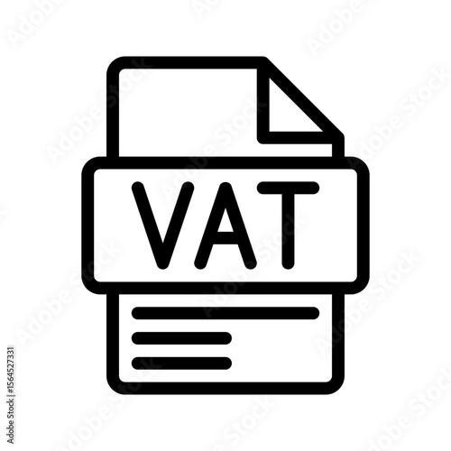 VAT Outline Icon. Value Added Tax Symbol VAT icon for finance, invoicing, and government tax systems.
