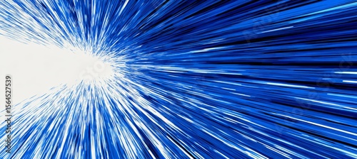 Light speed motion burst effect. Space warp time travel. Light fast teleport. Blue watercolor art. Generative AI technology.	
