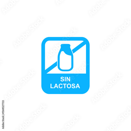 A clear blue icon indicating "Lactose-Free" with a crossed-out milk bottle, perfect for food and beverage product labeling.
