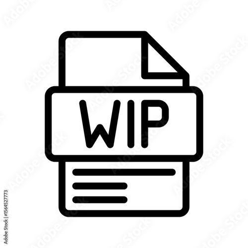 WIP Outline Icon. Work in Progress WIP outline icon for project tracking, development stage, and workflow.