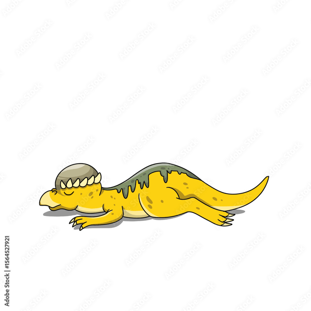 Fototapeta premium Cartoon of Sleeping Pachycephalosaurus Dinosaur