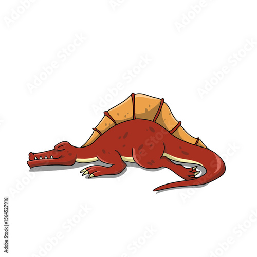 Illustration of a Red Spinosaurus Dinosaur