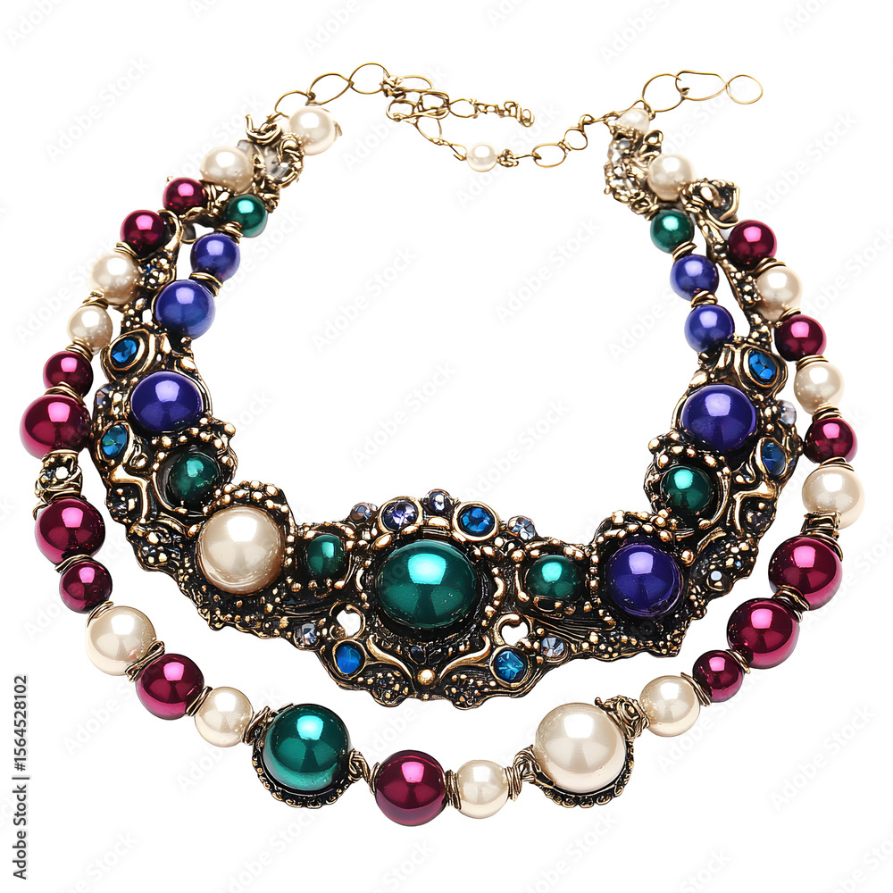 Obraz premium Exquisite vintage pearl necklace with intricate detailing on a black background