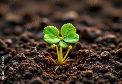 a clover root glowing with nitrogen nodules, highlighting its partnership with beneficial bacteria in soil improvement