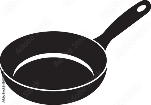 Black frying pan silhouette cooking utensil isolated on white background
